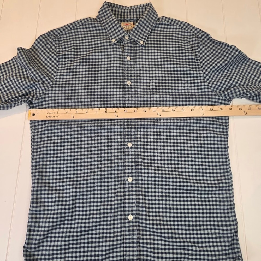 Faherty Men's L Stretch Oxford Button Down Shirt Blue Gingham Stretch MWS2301 - Picture 7 of 9
